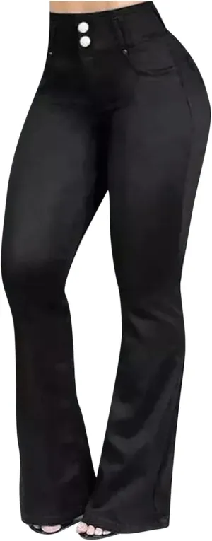 Flare Jeans for Women High Waist Stretch Bell Bottom Denim Leggings Slim Fit Straight Leg Trouser Fashion Casual Pant