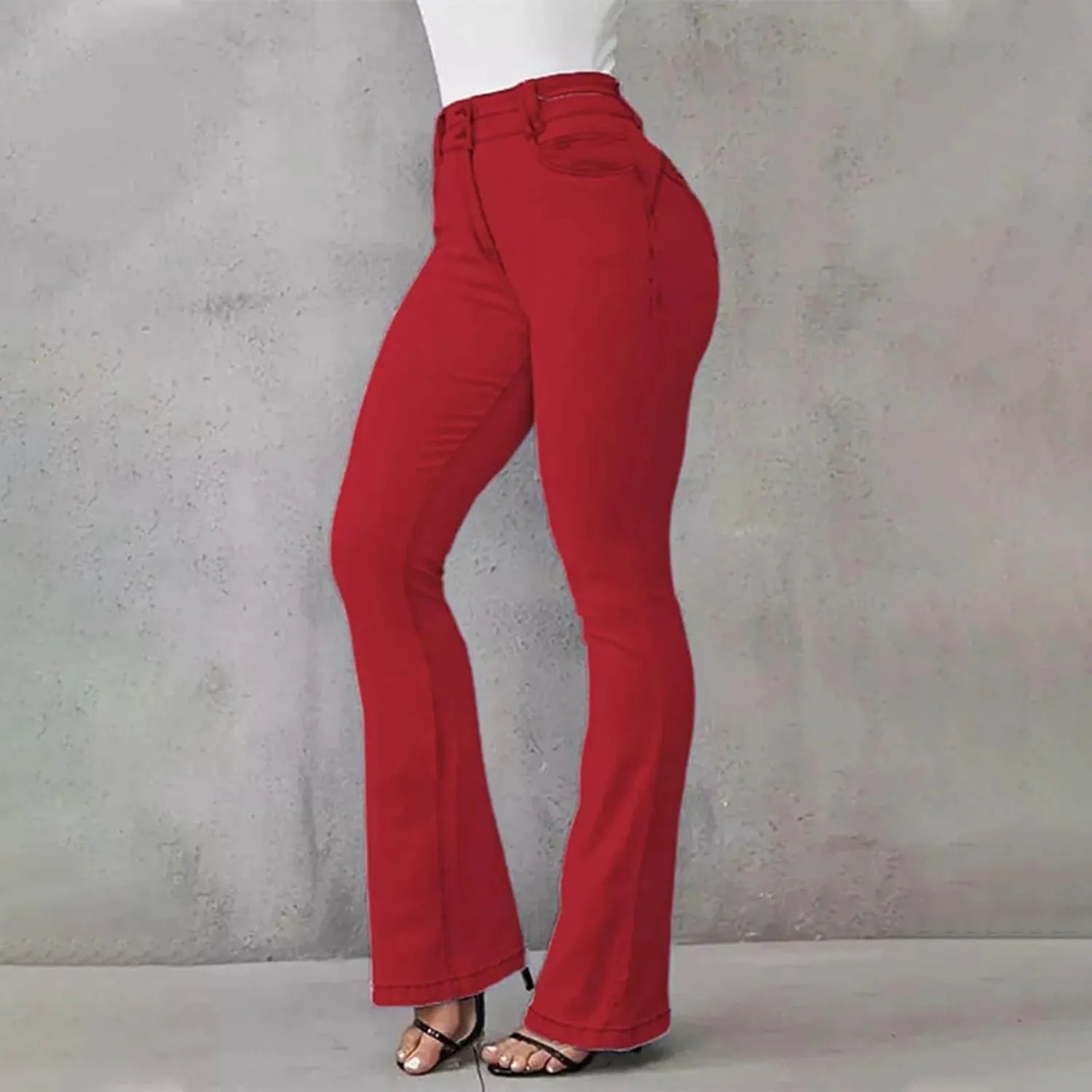 Flare Jeans for Women High Waist Stretch Bell Bottom Denim Leggings Slim Fit Straight Leg Trouser Fashion Casual Pant