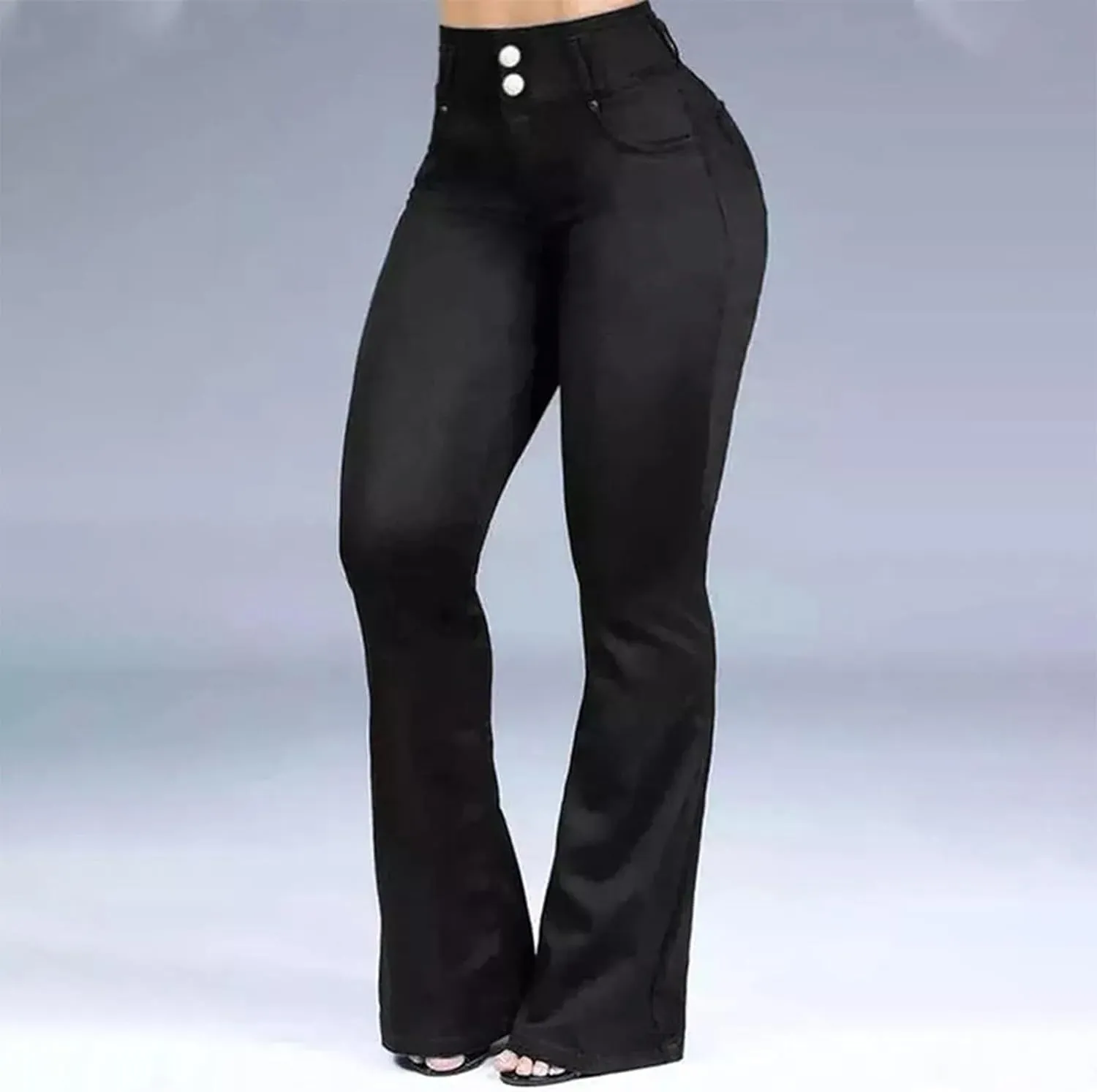 Flare Jeans for Women High Waist Stretch Bell Bottom Denim Leggings Slim Fit Straight Leg Trouser Fashion Casual Pant