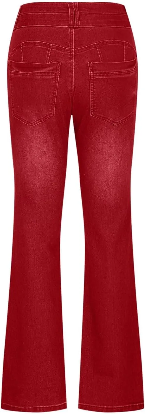 Flare Jeans for Women High Waist Stretch Bell Bottom Denim Leggings Slim Fit Straight Leg Trouser Fashion Casual Pant