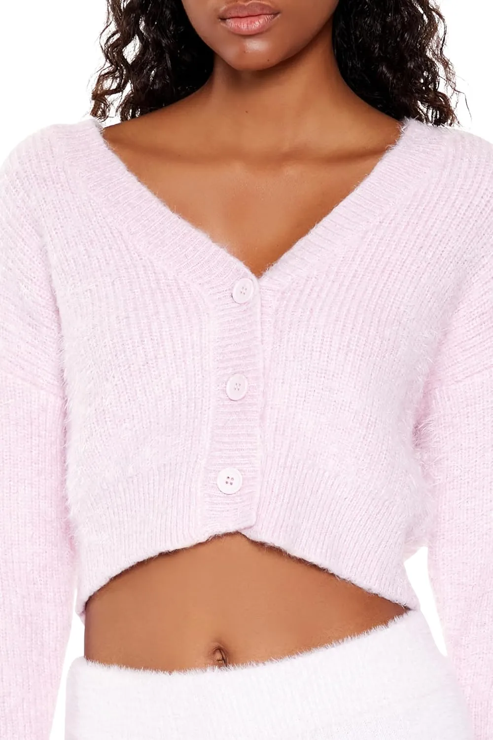 Forever 21 Women's Fuzzy Knit Cardigan Sweater