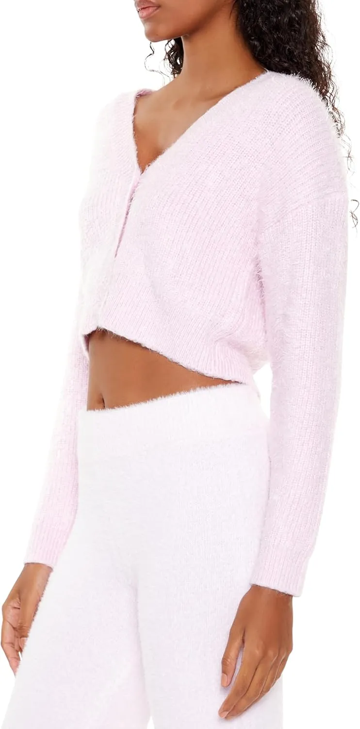 Forever 21 Women's Fuzzy Knit Cardigan Sweater