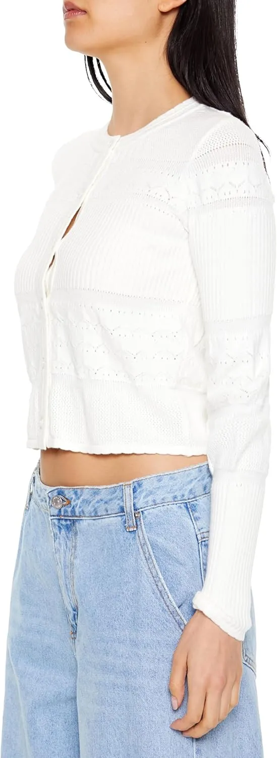 Forever 21 Women's Mixed Knit Cardigan Sweater
