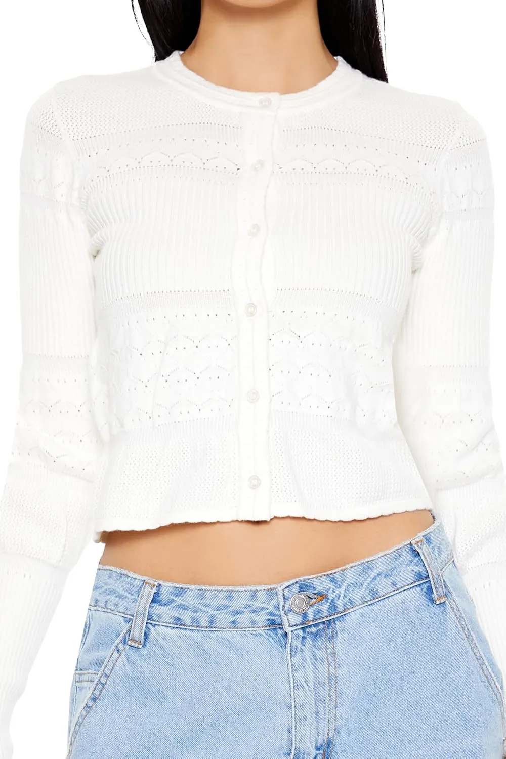 Forever 21 Women's Mixed Knit Cardigan Sweater