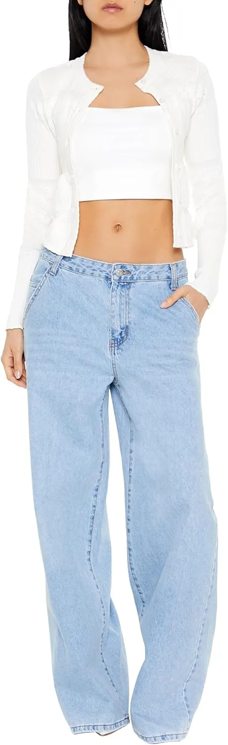 Forever 21 Women's Mixed Knit Cardigan Sweater