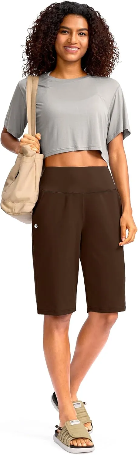 G Gradual Women's 12" Bermuda Long Shorts with Pockets High Waisted Stretch Knee Length Shorts for Women Summer Walking