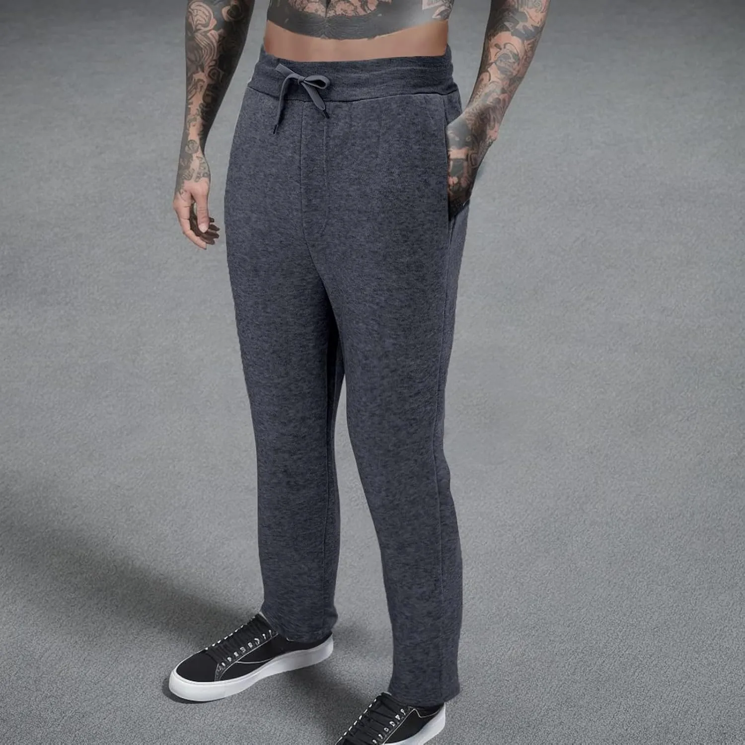 GIERIDUC Men's Traditional Plaid Chino Pants Dress Pants for Bodybuilders Trousers with Zip Pockets Black Skinny Slacks Mens