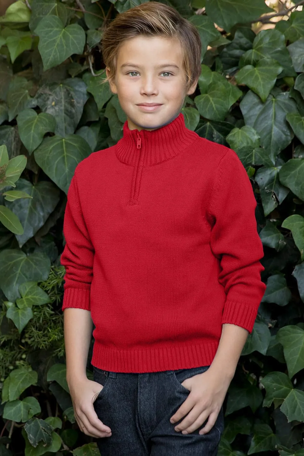 Gioberti Boy's Knitted Half Zip 100% Cotton Sweater