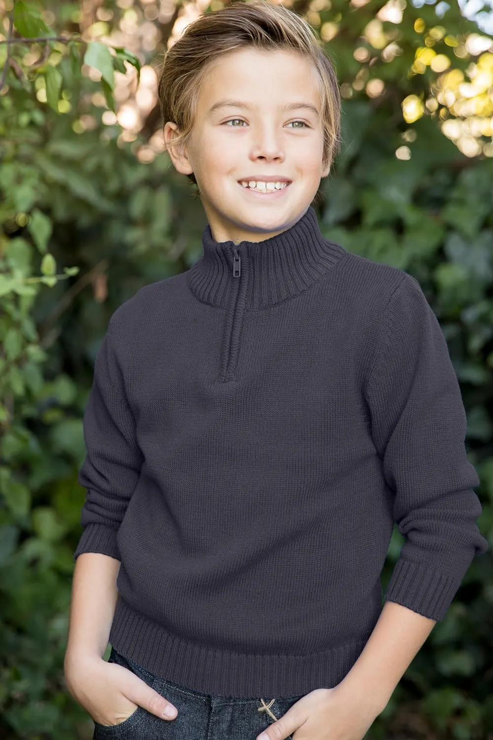 Gioberti Boy's Knitted Half Zip 100% Cotton Sweater