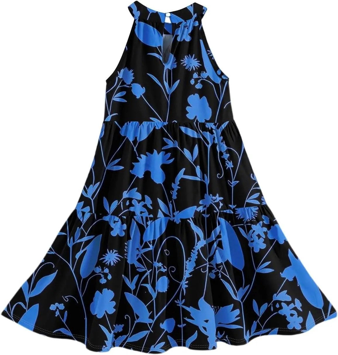 Girls Dresses Halter Neck Vintage Floral Sleeveless Girl Dress Casual Swing Smocked A Line Sundress Summer Dresses