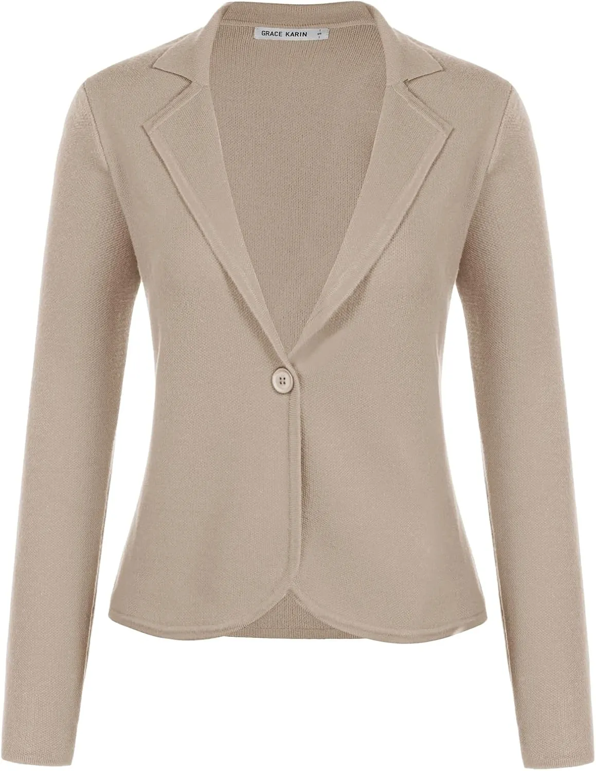 GRACE KARIN Women Sweater Blazer Casual Work Croppped Cardigan Lightweight Button Front Short Knit Blazer Jacket S-XXL