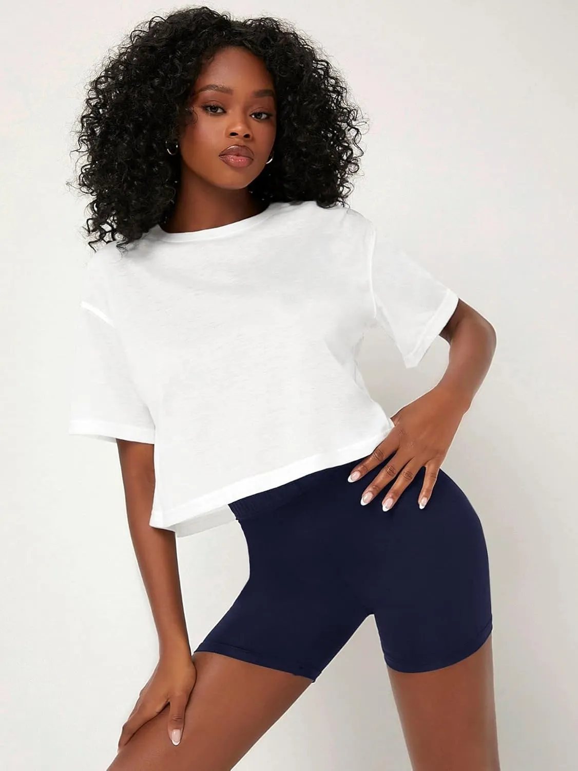 GROTEEN 6" Biker Shorts with Pockets for Women - High Waisted Tummy Control Spandex Workout Shorts for Yoga Running Athletic