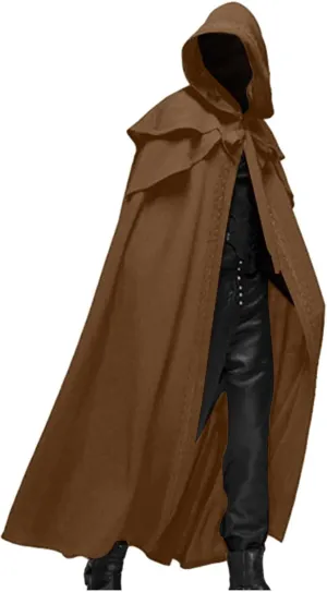 Halloween Costumes for Men Renaissance Hooded Cloak Cosplay Costumes Long Medieval Cloak Vintage Gothic Robe