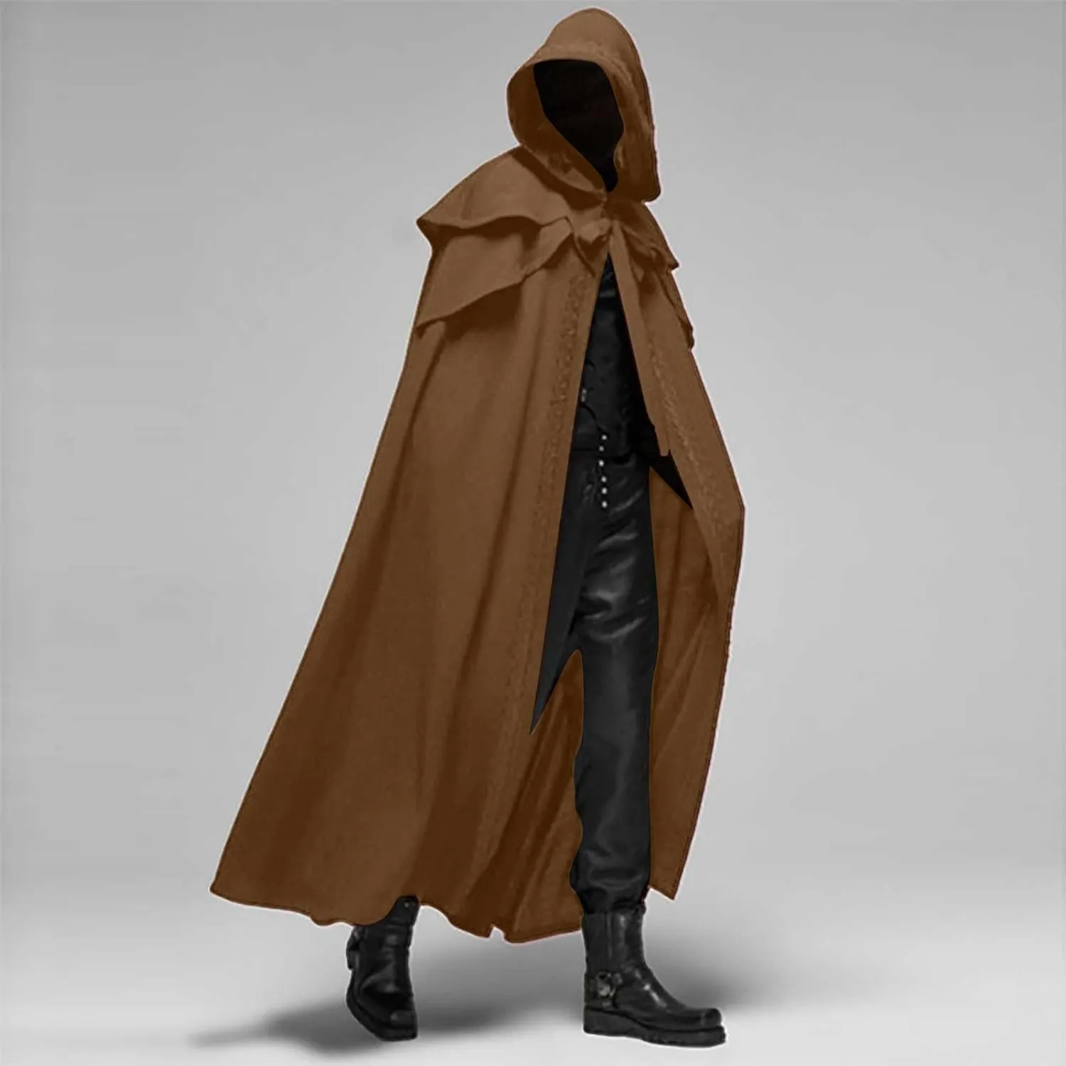 Halloween Costumes for Men Renaissance Hooded Cloak Cosplay Costumes Long Medieval Cloak Vintage Gothic Robe