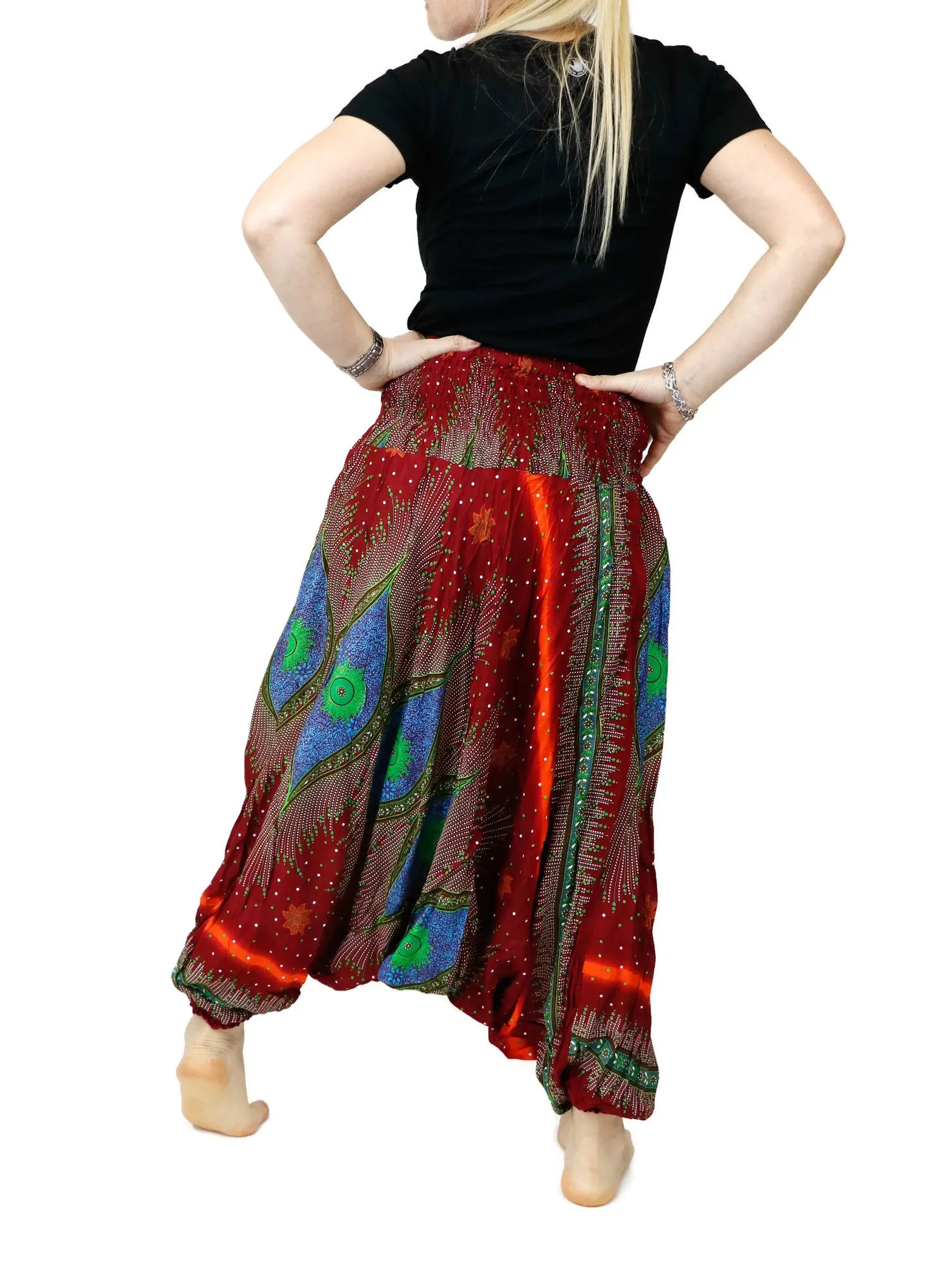 Harem Pants Peacock Baggy Yoga Pants Drop Crotch Bohemian Gypsy Comfy Loungewear Jumpsuits Rompers Festival