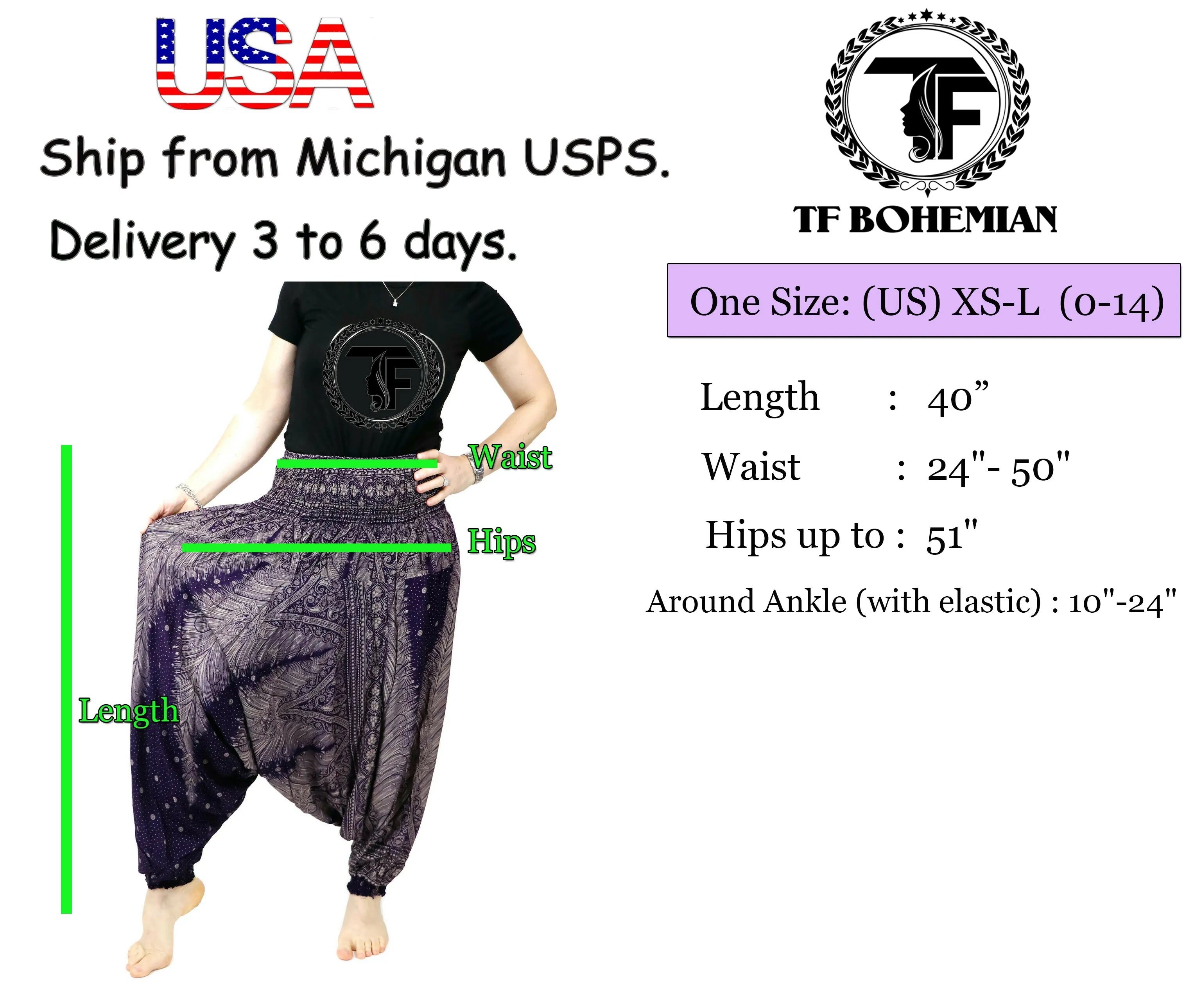 Harem Pants Unisex Elephant Navy Hippie Yoga Comfy Loungewear Gypsy Boho Jumpsuits Loose Baggy Festival