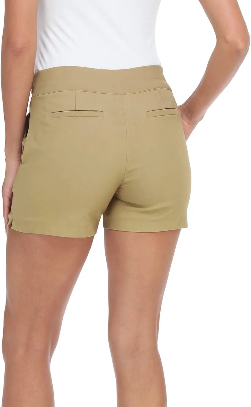 HDE Chino Shorts for Women 4" Inseam Elastic High Waisted Casual Summer Shorts