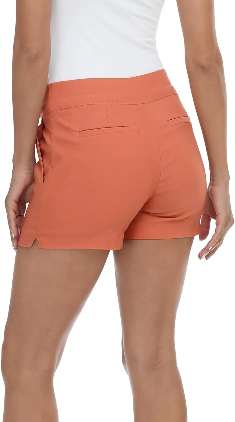 HDE Chino Shorts for Women 4" Inseam Elastic High Waisted Casual Summer Shorts