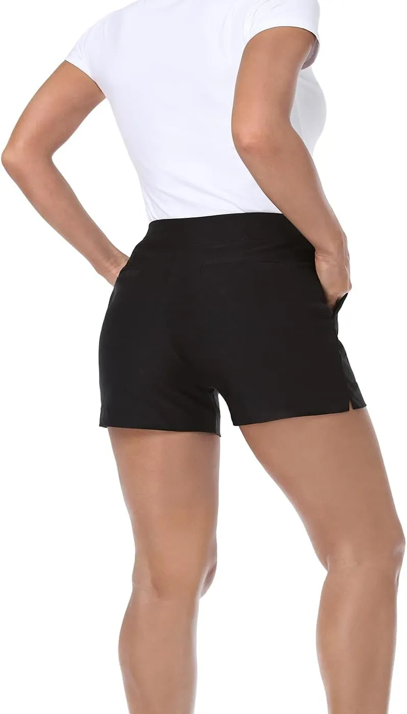 HDE Chino Shorts for Women 4" Inseam Elastic High Waisted Casual Summer Shorts