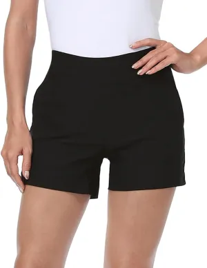 HDE Chino Shorts for Women 4" Inseam Elastic High Waisted Casual Summer Shorts