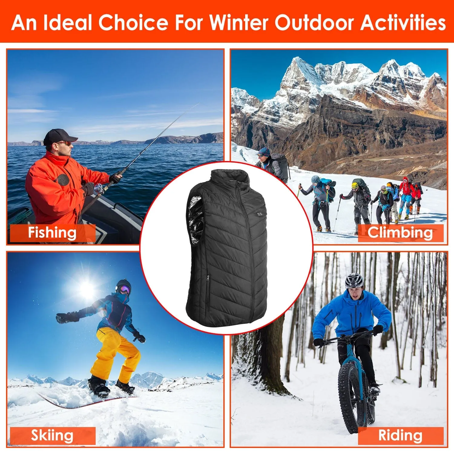 Heated Vest Electric USB Jacket with 3 Temperature Levels