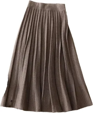 Hgvcfcv Women's Pleated Knit Sweater Midi Skirts
