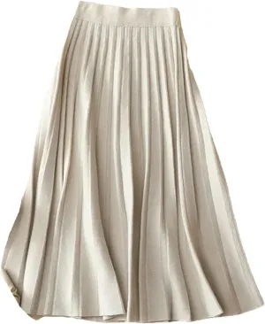 Hgvcfcv Women's Pleated Knit Sweater Midi Skirts