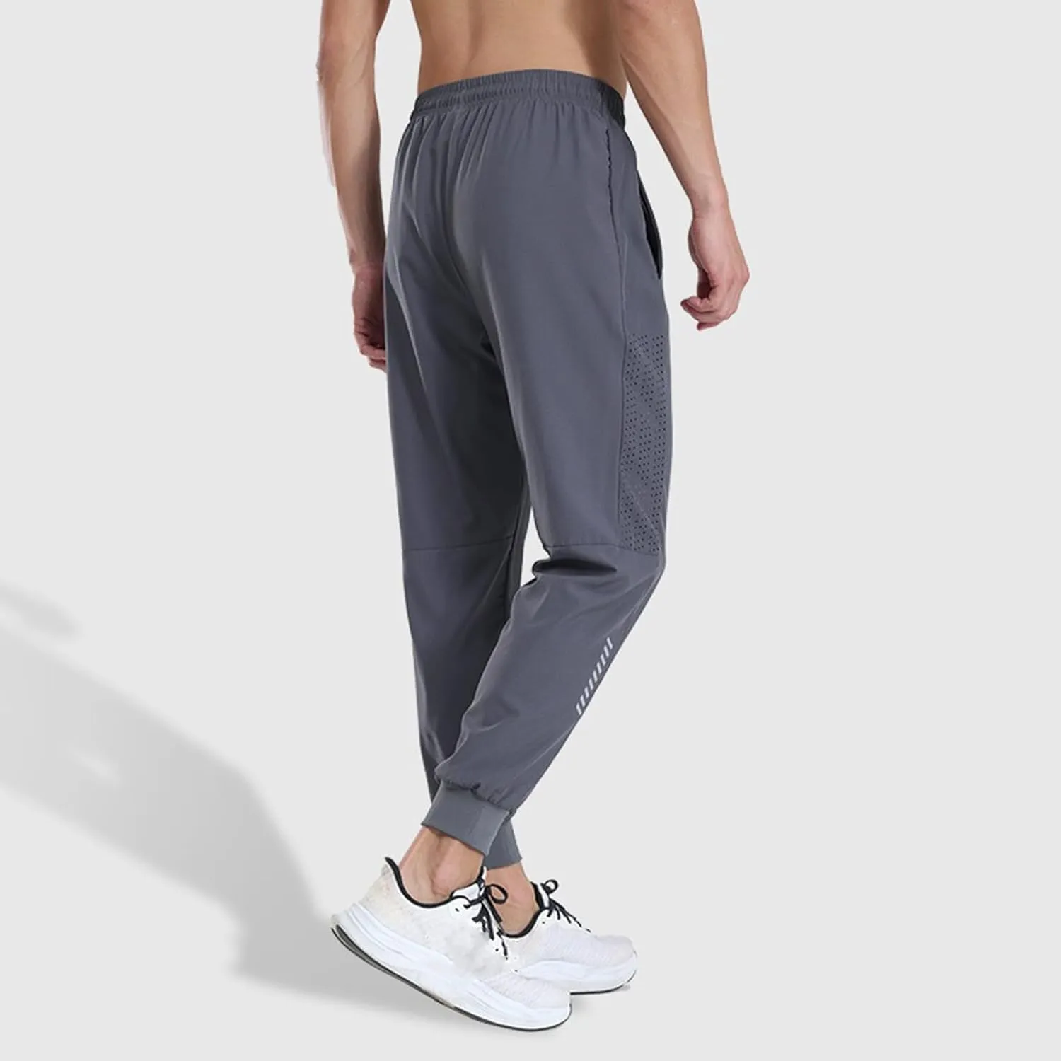 Hiking Pants Men Slim Fit Elastic Waist Drawstring Athletic Tapered Pants Lightweight Quick Dry Jogging Running Pants