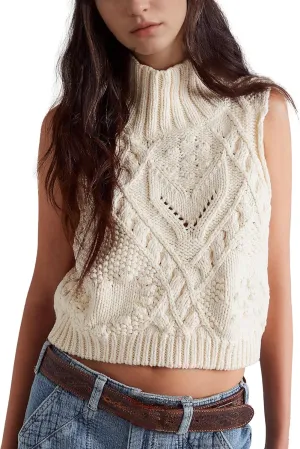 Hixiaohe Turtleneck Crochet Sweater Vest Fall Fashion Knit Sleeveless Tank Tops for Women Lightweight Casual Pullover Clothes