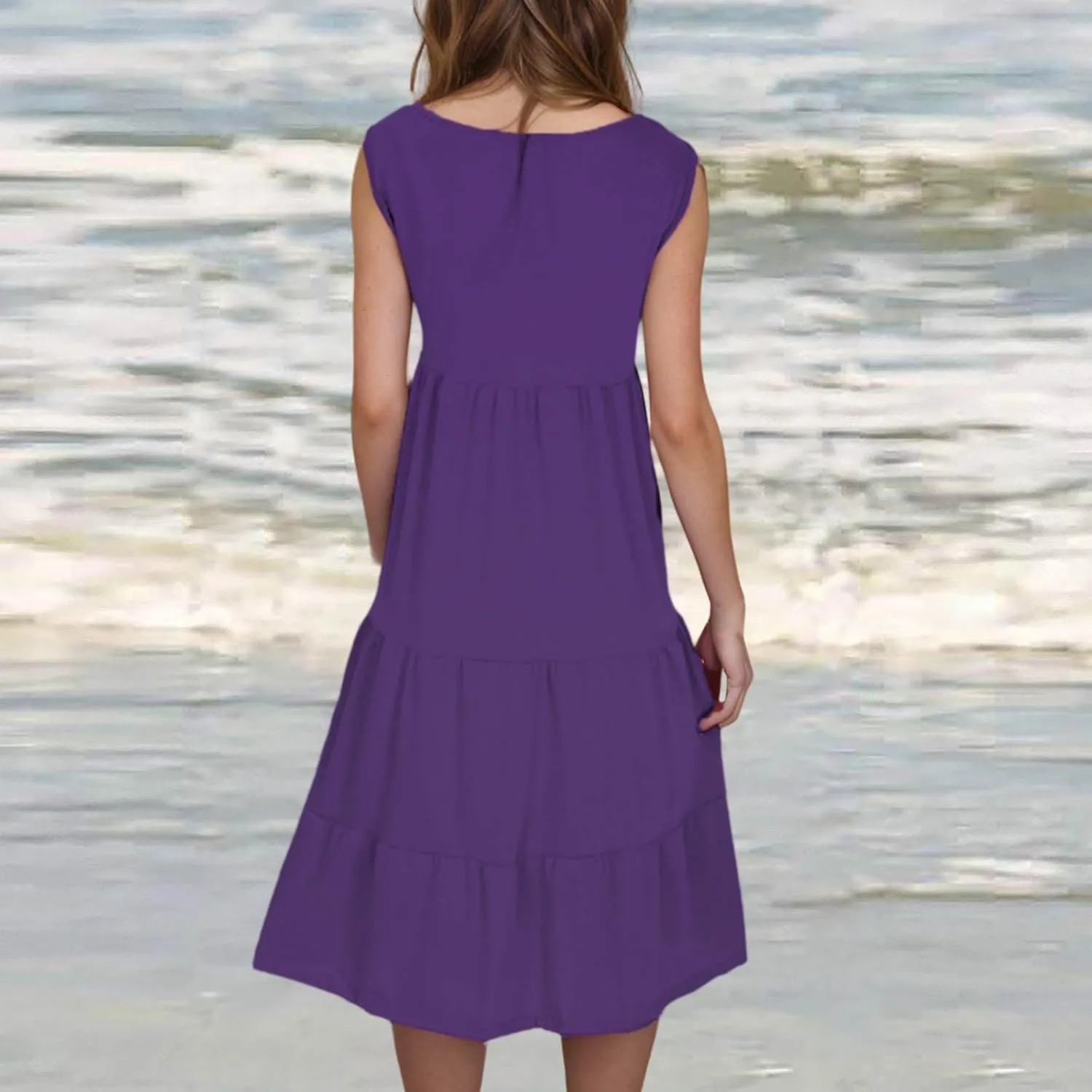 hlysgo Plus Size Summer Dresses for Women 2025 Casual Sleeveless Mini Beach Sundresses Flowy Tiered Tank Dress with Pockets