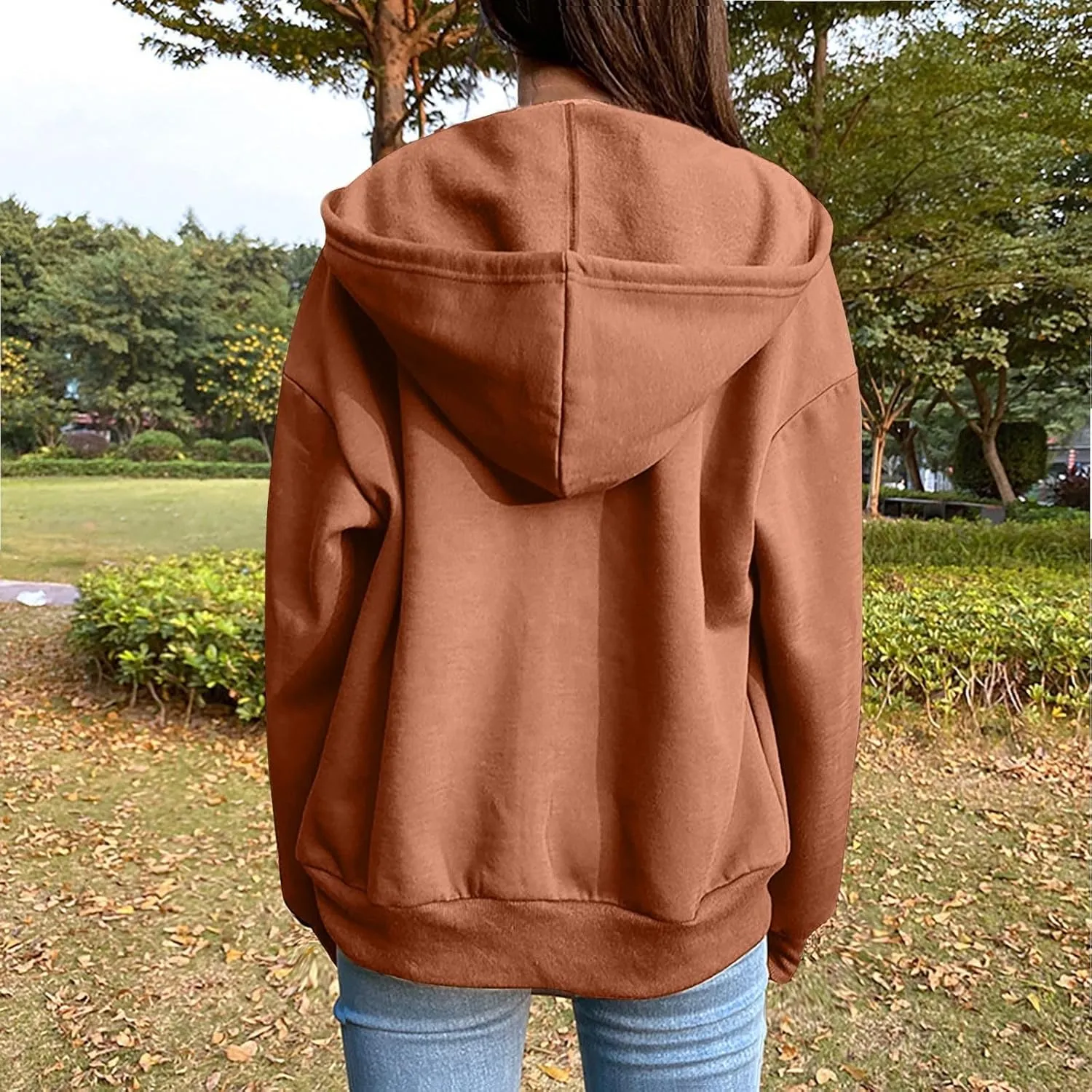 Hoodies Sweatshirts for Women 2024 Casual Long Sleeve Shirt Zip Up Fleece Hoodie Jacket Coat Fall Clothes with Pocket