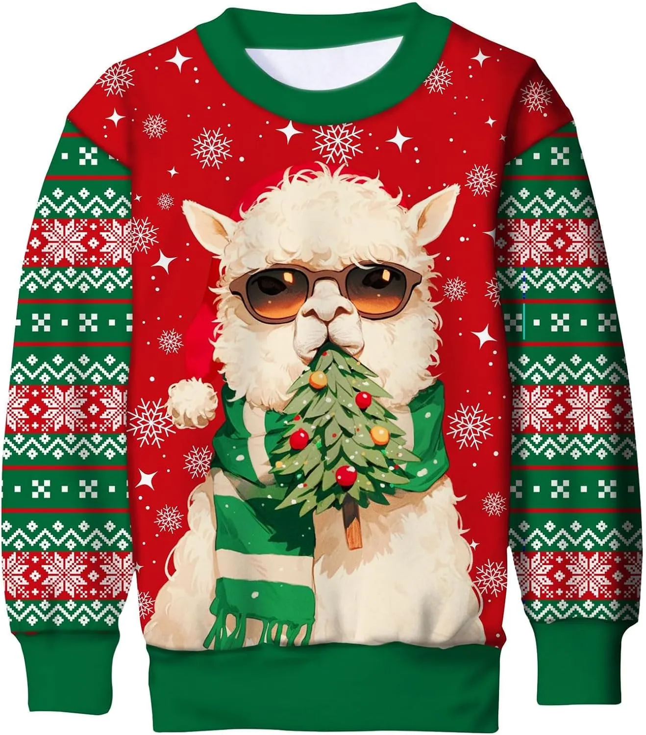Idgreatim Boys Girls Ugly Christmas Sweater Funny 3D Long Sleeve Xmas Sweatshirt with Fleece Size 4-16