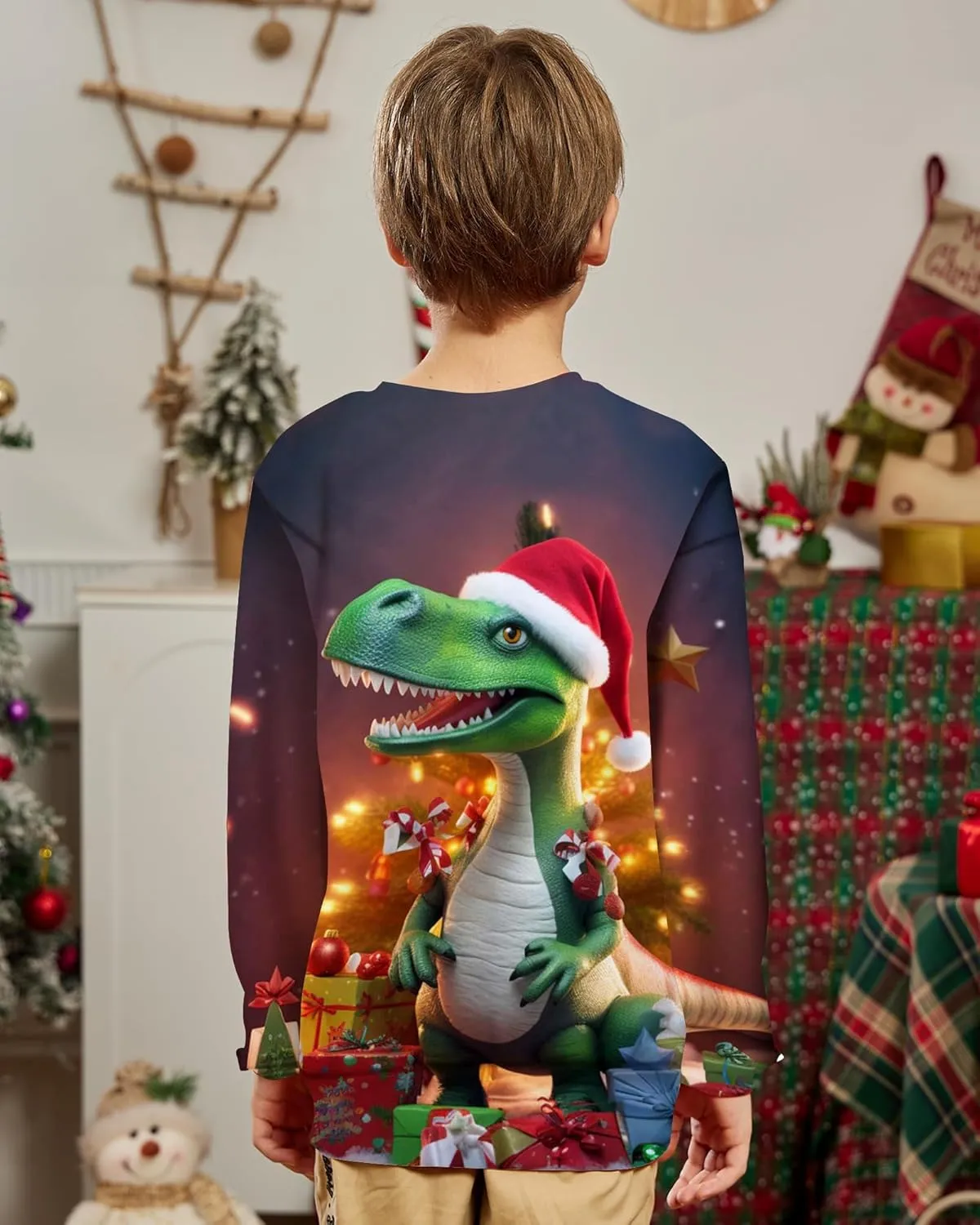 Idgreatim Boys Girls Ugly Christmas Sweater Funny 3D Long Sleeve Xmas Sweatshirt with Fleece Size 4-16
