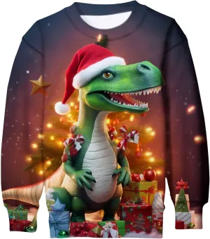 Idgreatim Boys Girls Ugly Christmas Sweater Funny 3D Long Sleeve Xmas Sweatshirt with Fleece Size 4-16