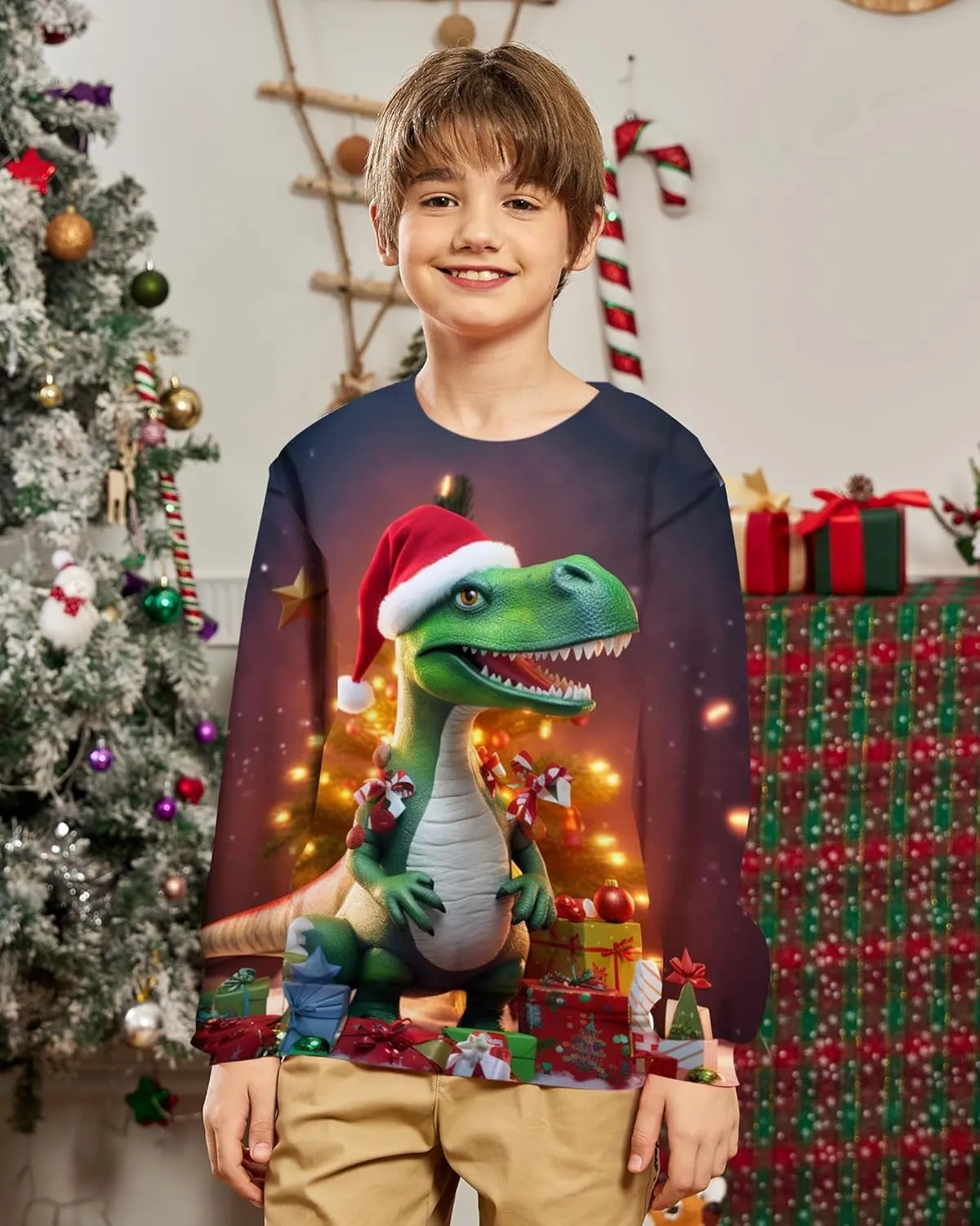 Idgreatim Boys Girls Ugly Christmas Sweater Funny 3D Long Sleeve Xmas Sweatshirt with Fleece Size 4-16