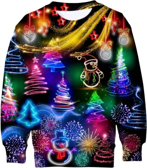 Idgreatim Boys Girls Ugly Christmas Sweater Funny 3D Long Sleeve Xmas Sweatshirt with Fleece Size 4-16