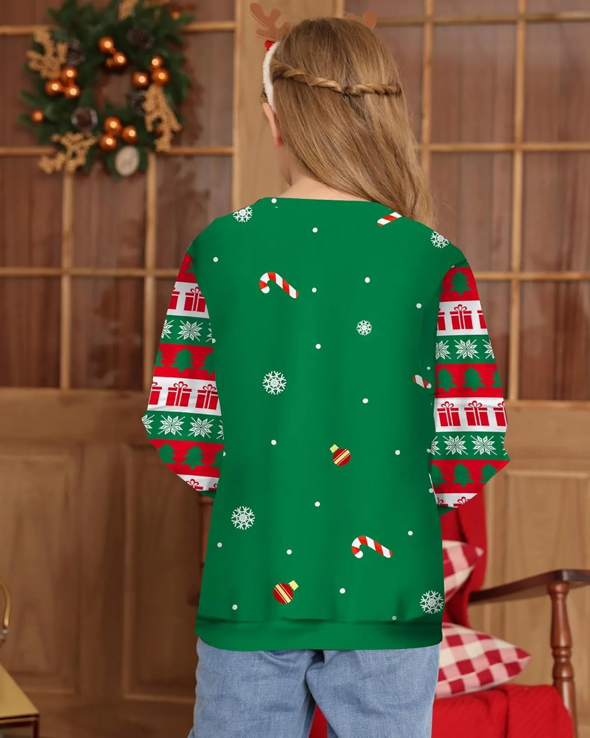 Idgreatim Boys Girls Ugly Christmas Sweater Funny 3D Long Sleeve Xmas Sweatshirt with Fleece Size 4-16