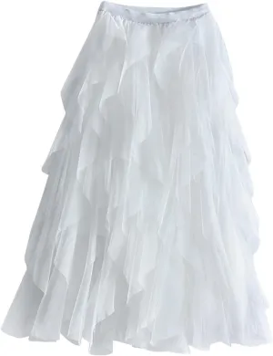 Irregular Mesh Half Length Skirt Women's Spring and Summer Multilayer Cake Skirt Poached Long Skirt Summer Clothing