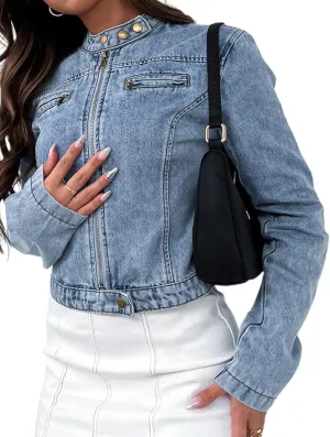 Jean Jacket Women Washed Denim Jacket