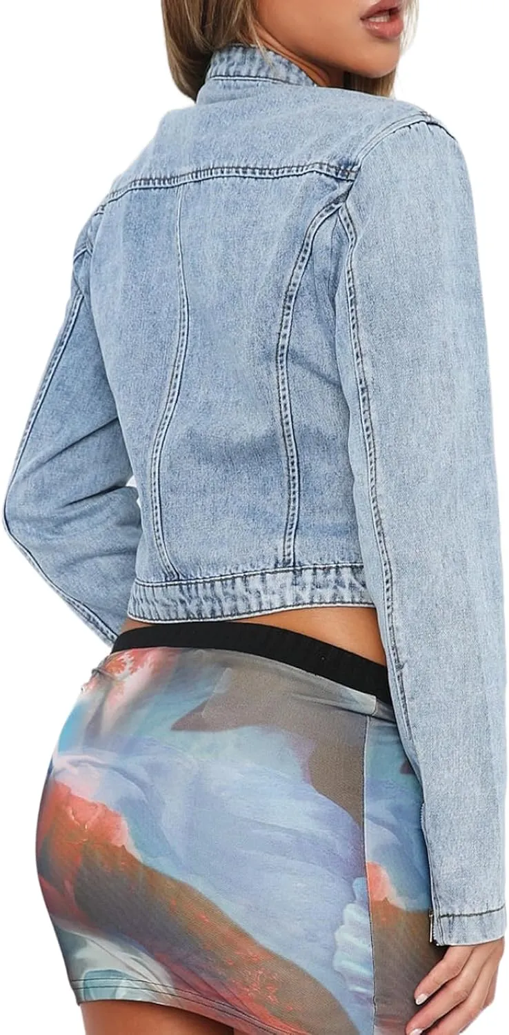 Jean Jacket Women Washed Denim Jacket