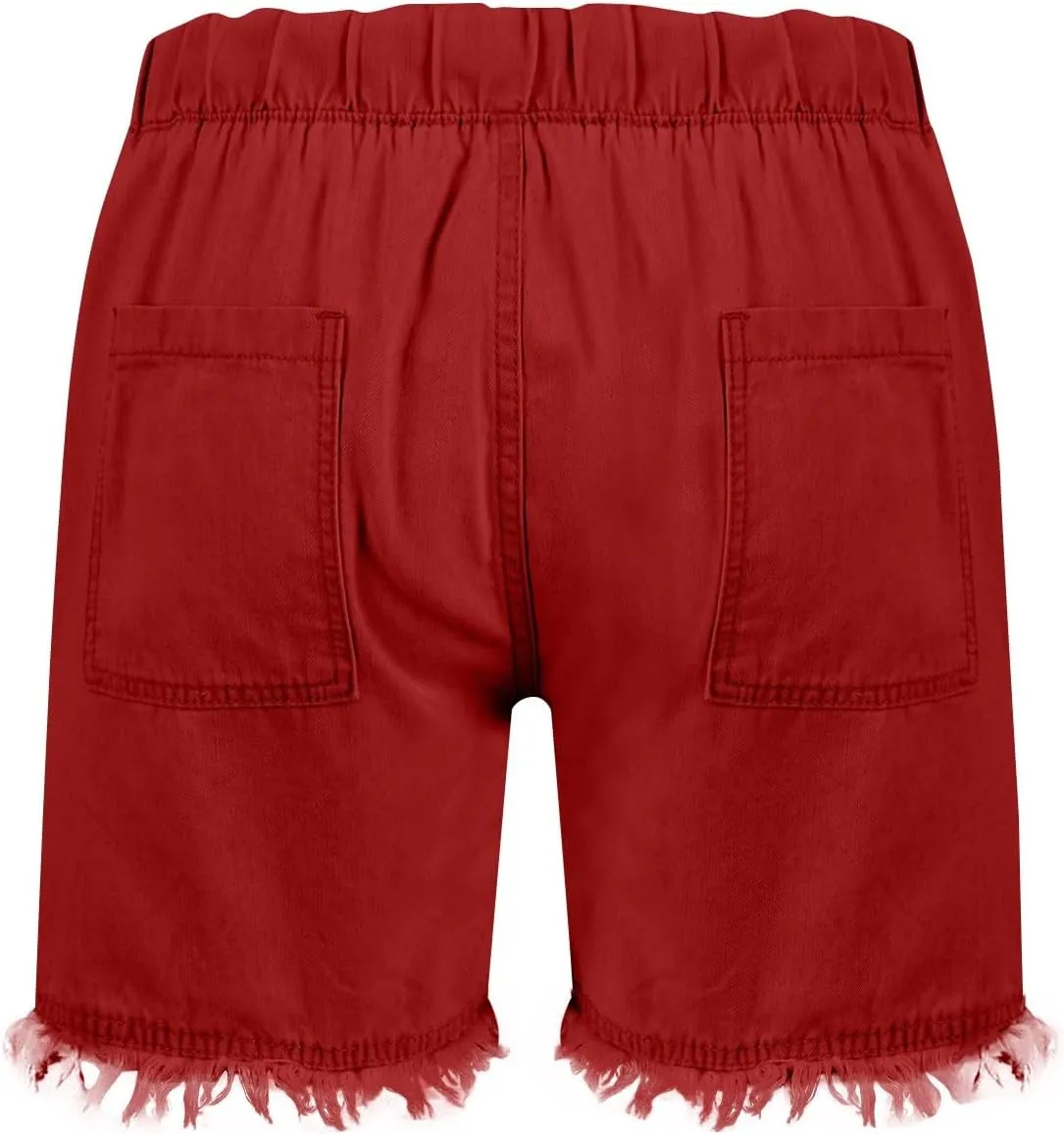 Jean Shorts Womens High Waisted Elastic Baggy Comfy Shorts Y2K Summer Casual Tassel Wide Leg Denim Skort with Pockets