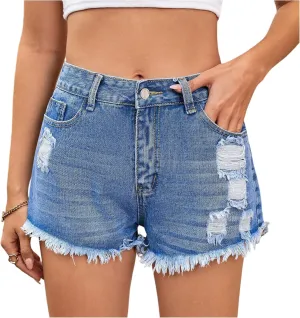 Jean Shorts Womens Jean Shorts for Women Frayed High Waisted Stretchy Ripped Casual Fashion Denim Summer Pants