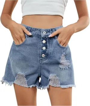 Jean Shorts Womens Jean Shorts for Women Frayed High Waisted Stretchy Ripped Casual Fashion Denim Summer Pants