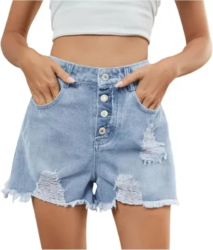 Jean Shorts Womens Jean Shorts for Women Frayed High Waisted Stretchy Ripped Casual Fashion Denim Summer Pants