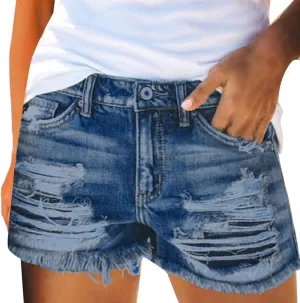 Jean Shorts Womens Jean Shorts for Women Frayed High Waisted Stretchy Ripped Casual Fashion Denim Summer Pants