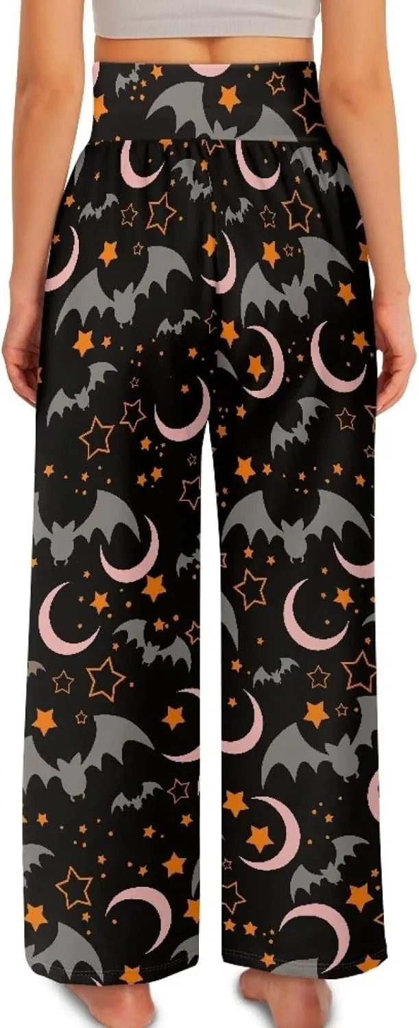JEOCODY Women's Casual Wide Leg Pants Elastic Waist Loose Lounge Pants with Pockets Size S-3XL