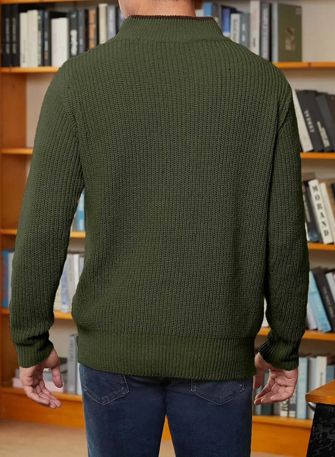 JMIERR Mens Quarter Zip Sweater Lightweight Mock Neck Casual Long Sleeve Knitted Solid Pullover Sweaters