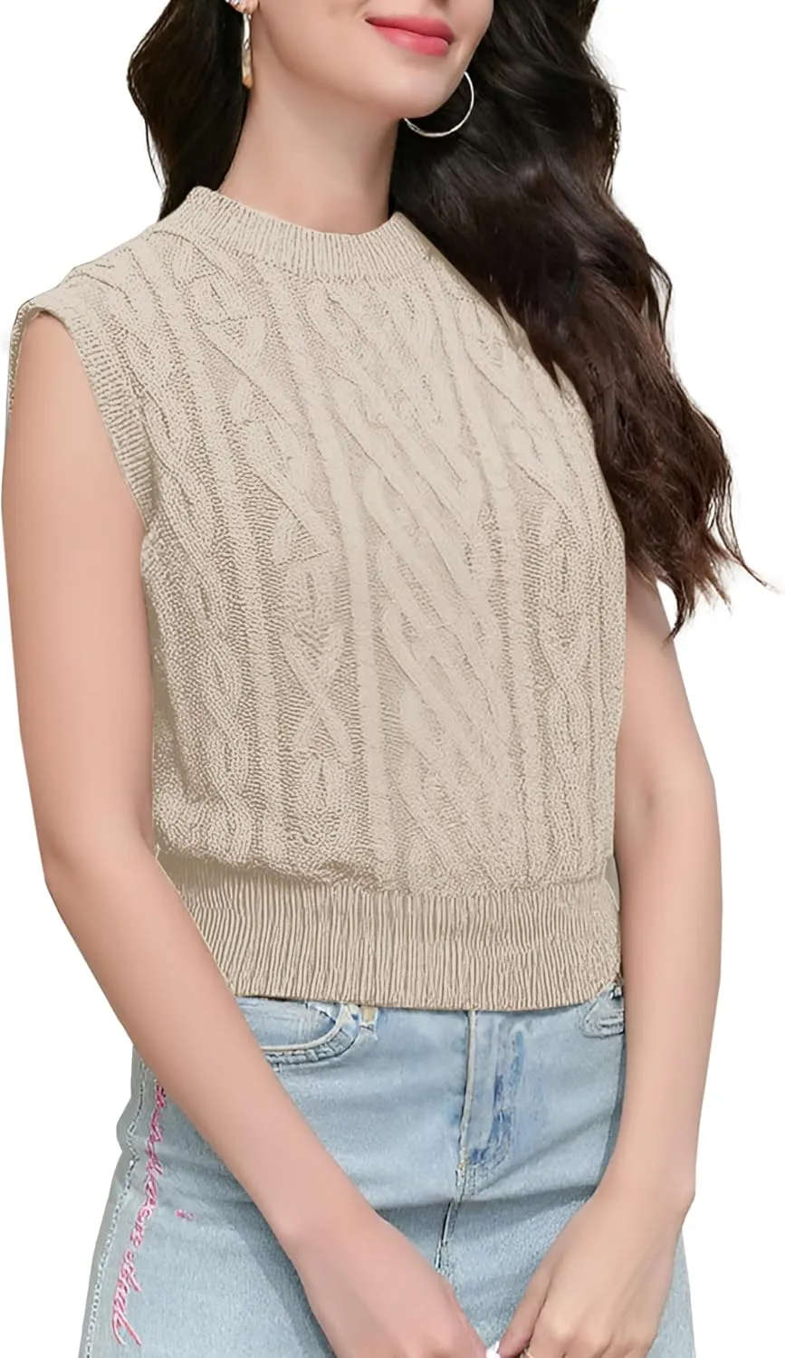 Joe Wenko Womens Cable Knit Sleeveless Sweater Vests