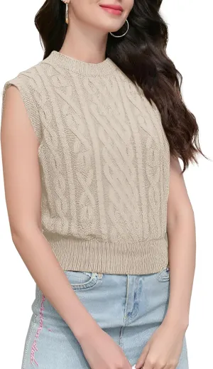 Joe Wenko Womens Cable Knit Sleeveless Sweater Vests