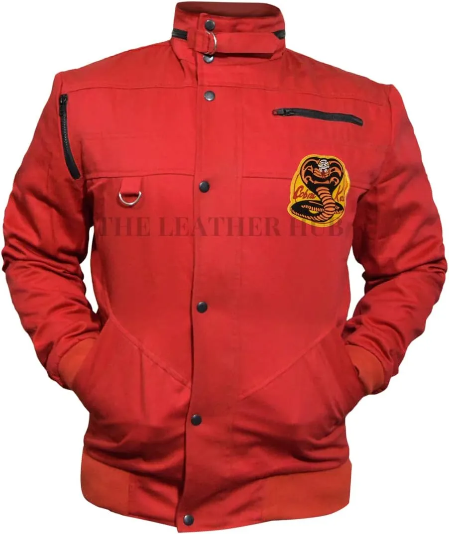 Johnny Lawrence Karate Kid Red Cobra Mens Kobra Kai Series Cotton Jacket-Johnny Lawrence Karate Kid Jacket